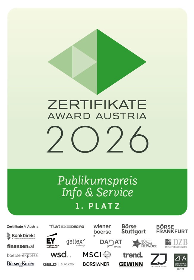 ZERTIFIKATE AWARD 2026 – Publikumspreis Info & Service 1. Platz